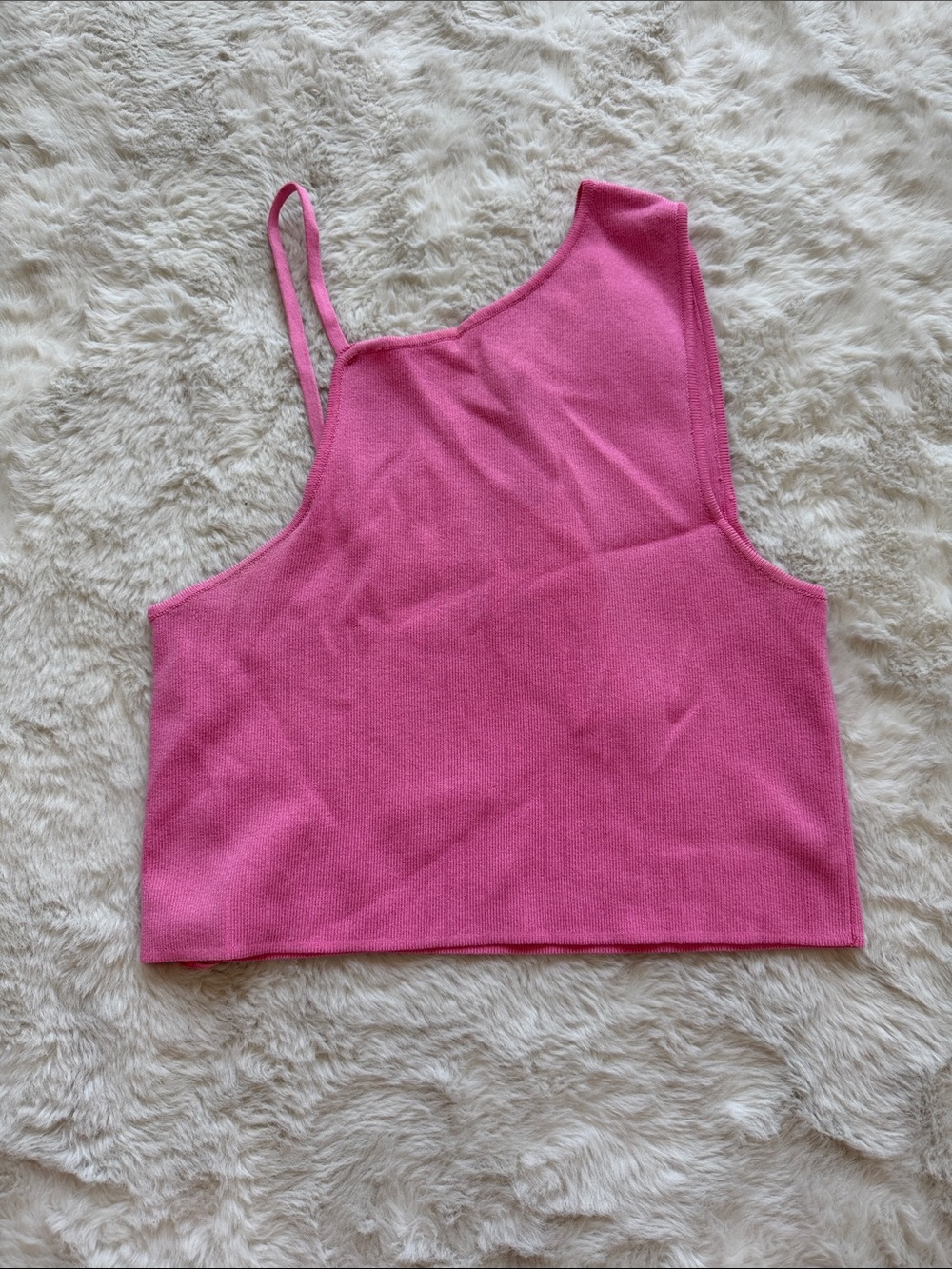 NWT ZARA One-Shoulder Pink Crop Tank Top